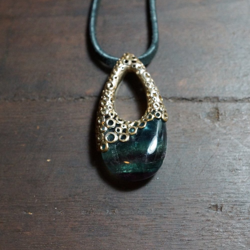 Aqua black Tourmaline Pendant Necklace
